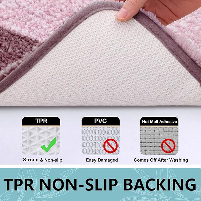 Arotive Microfiber Bathroom Rugs, Shaggy Soft and Absorbent Bath Rug, Non-Slip, Thick Plush Machine Washable Dry Bath Mats for Bathroom, Tub and Shower, 47x24, Mauve