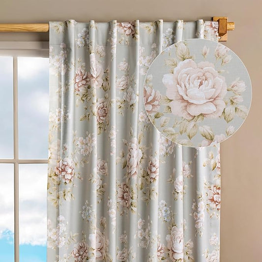 Maison d' Hermine Curtains for Living Room 100% Cotton 124 inch Length One Panel Light Filtering Curtains for Bedroom Windows with Rod and Loop Pockets Drapes (Newburry Pewter, 50" W x 124" L)
