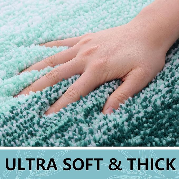 Arotive Microfiber Bathroom Rugs, Shaggy Soft and Absorbent Bath Rug, Non-Slip, Thick Plush Machine Washable Dry Bath Mats for Bathroom, Tub and Shower, 54x24, Dark Green