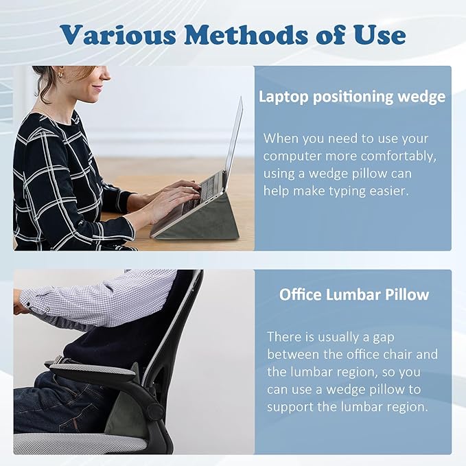 Small Wedge Pillow, Wedge Pillow for Bed Sores, Positioning Pillow, Positioning Wedge, Yoga Wedge Pillow, Mini Wedge Pillow for Laptop, Small Wedge Pillow for Chair (1 Unit, Dark Grey)