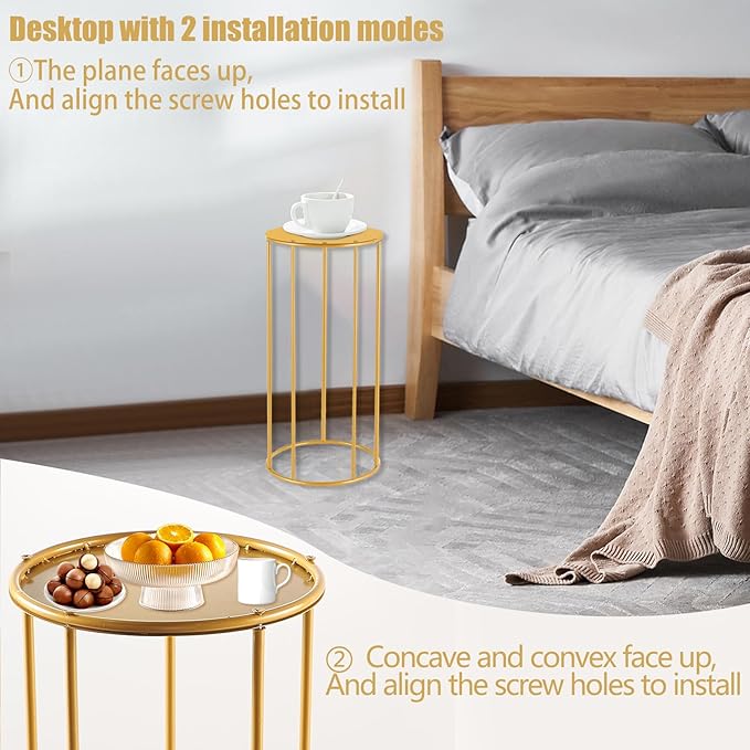 Height 17.7 in Pedestal Tables Stand for party - Small Gold Side Table，Display Set Flower Stand for wedding Birthday party ，Plant Stand，Home Patio Decor, 17.7" (H)*11(W)