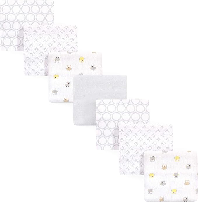 Luvable Friends Unisex Baby Cotton Flannel Receiving Blankets, Owl 7-Pack, One Size