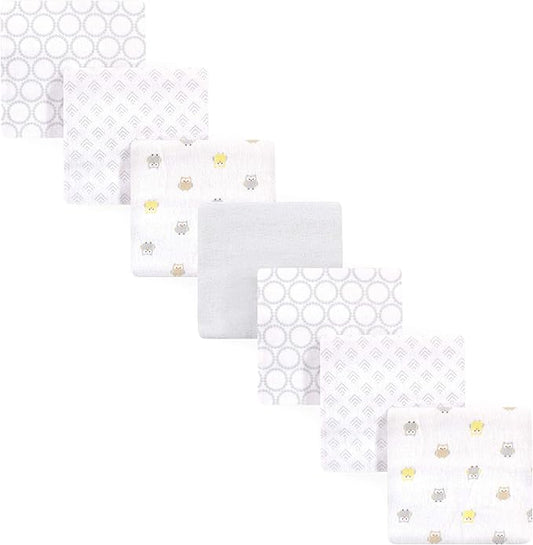 Luvable Friends Unisex Baby Cotton Flannel Receiving Blankets, Owl 7-Pack, One Size