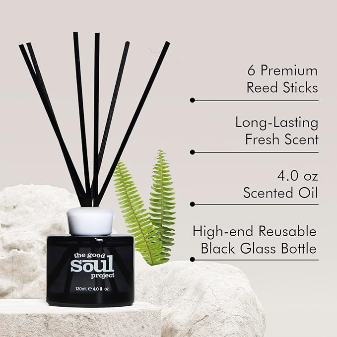 Reed Diffuser Set, 4.0 Oz(120 ml) Fresh Scented Diffuser with 6 Sticks, Home Fragance Oil Diffuser for Bathroom, Decorative Air Freshener