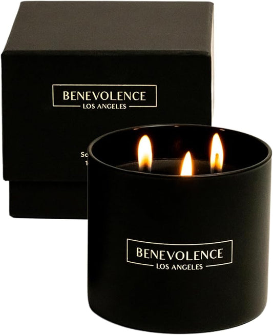 Benevolence LA 3 Wick Candle, Black Berries (Baies) Large Scented Candle | Soy Candles | Gifts for Women and Men | Home Fragrance | Aromatherapy | Bathroom Freshener 14.5 Oz, 45 Hour Burn