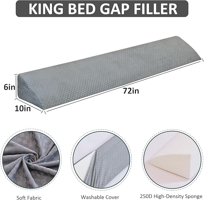 Wedge Pillow for Headboard - King Size Bed Wedge Pillow Headboard, Bed Wedge Gap Filler, Pillow Wedge for Headboard Gap - Fill The Gap (0-8") Between Headboard and Mattress (76"x10"x6")