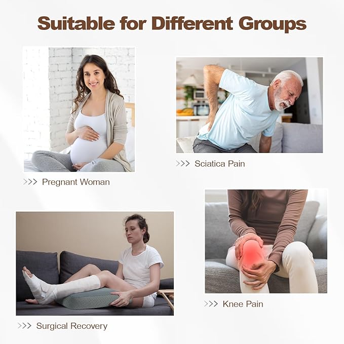 Cooling Memory Foam Knee Pillow for Side Sleepers, Between Legs Pillow, Soothing Relief for Sciatica Back HIPS Knees Joints, with Inner Pillowcase and Extra Foam Filler, Grey