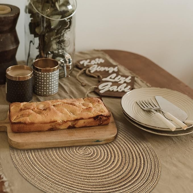 FunWheat Round Braided Placemats Set of 4 Place mats for Dining Tables Woven Heat Resistant Table Mats 15 inch for Fall(E Brown, 4pcs)