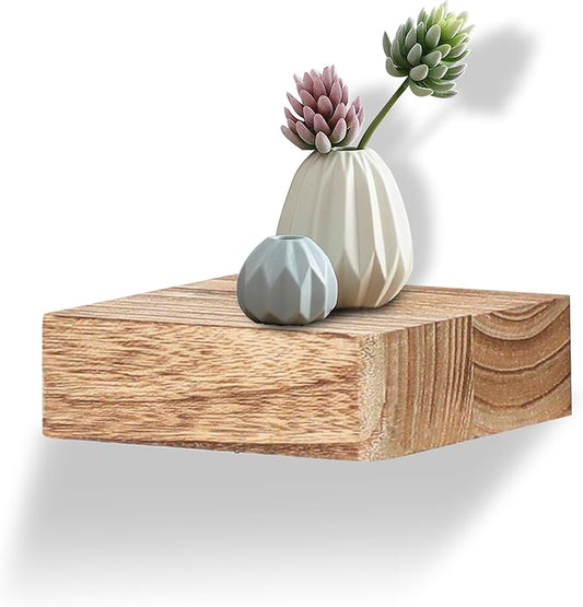 Small Floating Shelf,Set of 1 Display Ledges for Wall,Mini Shelves,Wood Shelf for Bedroom Living Room Bathroom Kitchen (6 Inch, Carbonized Black)