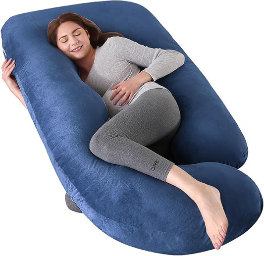 60 Inch Full Body Pregnancy Pillows for Sleeping Cooling Pregnancy Pillow,U Shaped Pregnancy Body Pillow,Maternity Pillows for Pregnant Women with Removable Washable Velvet Cover. (Blue)