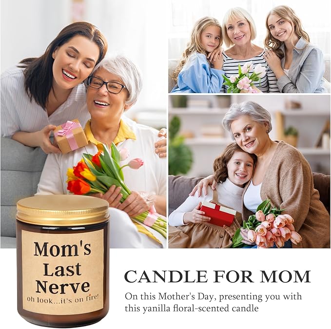 Mom Gifts-Mom’s Last Nerve Candle-Mothers Day Gifts for Mom from Daughter and Son Funny Long Lasting Gift Candles, Happy Perfect Christmas Presents