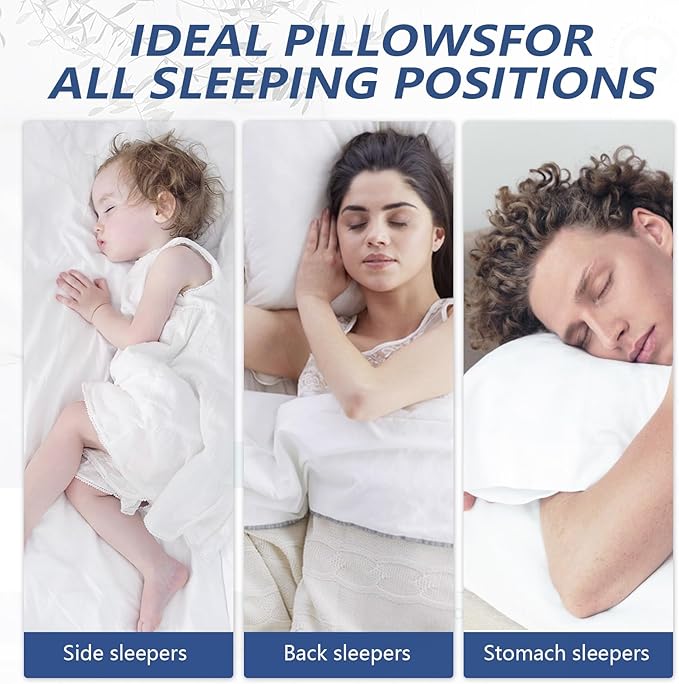 HARNY Bed Pillows for Sleeping, Queen Size Set of 2, Luxury Soft Hotel Quality and Supportive Down Alternative Microfiber Filled for Back, Stomach or Side Sleepers, Breathable & Skin-Friendly