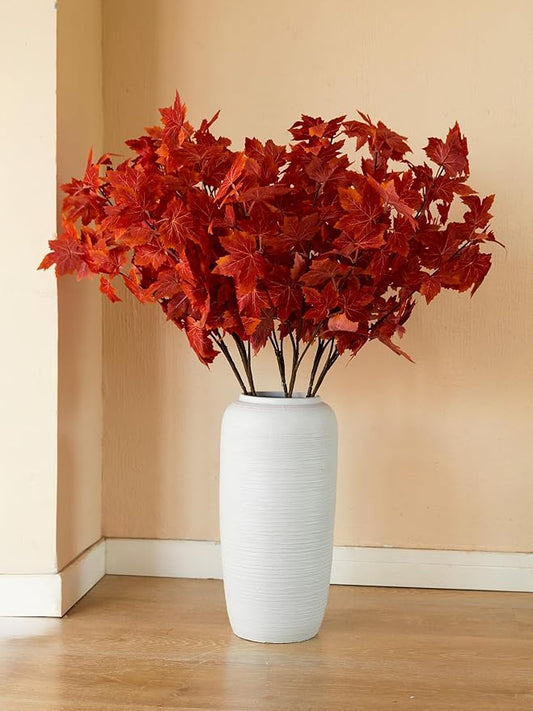 MISSPIN Thanksgiving Decorations 6 PCS Fall Decor Artificial Silk Maple Leaves Branches Set 35.43 Inch Fall Stems Faux Maple Leaves for Wedding Bouquet Table Centerpieces
