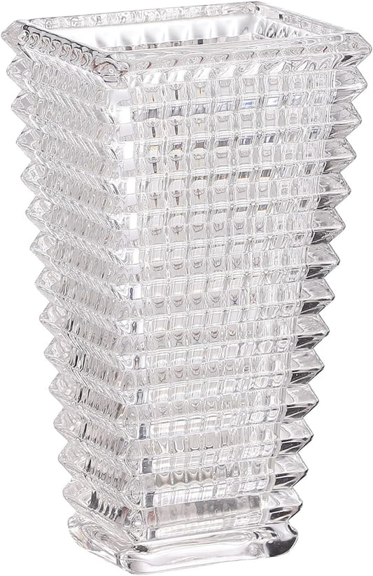 MCMCNCUIU Crystal Vase, Large Crystal Vases for Flowers, Large Flower Vase, Modern Clear Vases for Living Room, Bedroom, Kitchen, Dining Table, Mantle, Wedding, 9 Inches