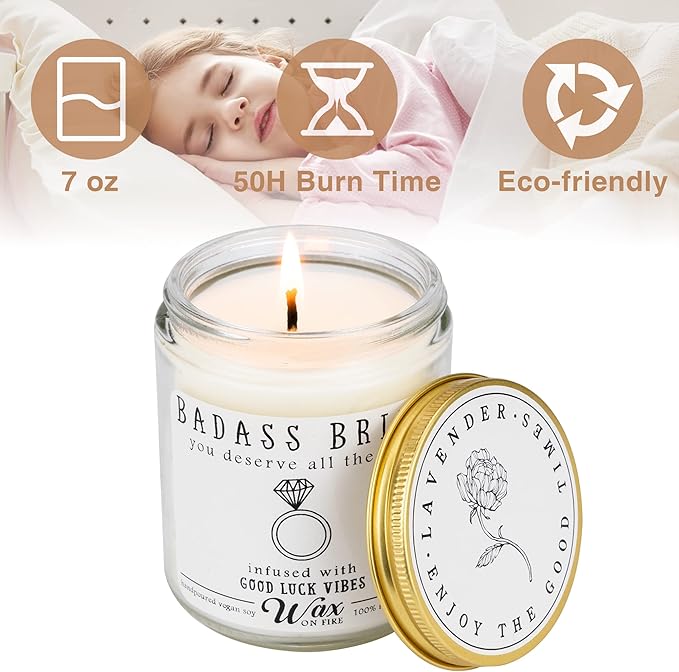 Badass Bride Gifts - Lavender Scented Candles Jar Tribe Gift, Funny Candle for Bridal Shower, Soy Candle