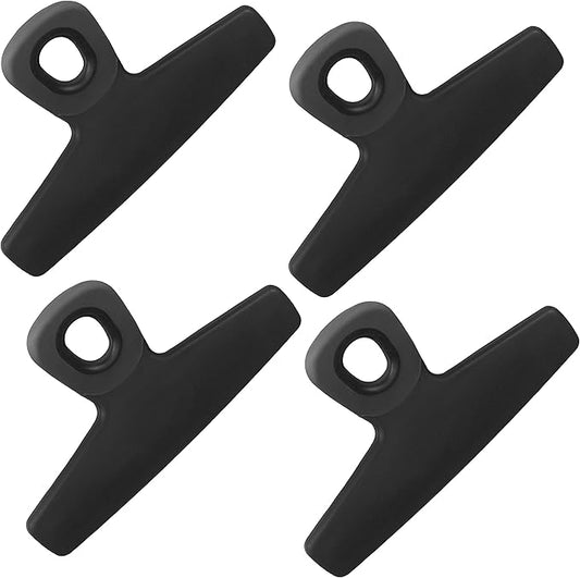 COOK WITH COLOR Food Clips - Wide Heavy Duty Chip Clips, Large Bag Clips for Food Storage with Air Tight Seal Grip, Pack of 4, Black