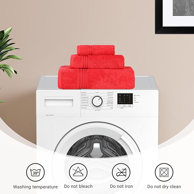 Superior Egyptian Cotton Hand Towel Set, Small Towels for Home Bathroom, Master, Guest Bath, Decor Essentials, Quick Dry, Absorbent, Kitchen, Spa, Hotel, Resort, Adult, Kids, Set of 8, Red