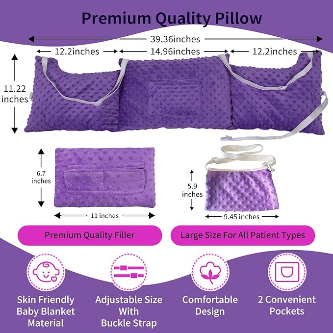 Post Mastectomy Pillow-Breast Cancer Surgery, Breast Reduction&Augmentation Patients AfterMastectomy Recovery Must Haves Breast pillow with Seatbelt Protection&shower Lanyard-Surgery Gift(Lavender)
