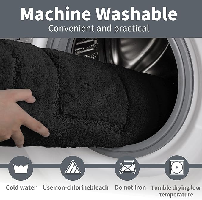 GRANNY SAYS Black Bathroom Rug, Non Slip Bath Mats for Bathroom, Super Soft and Water Absorbent, Microfiber Bath Rugs, Machine Wash Dry, Bath Rugs for Floor, Tub and Shower, 20 x32