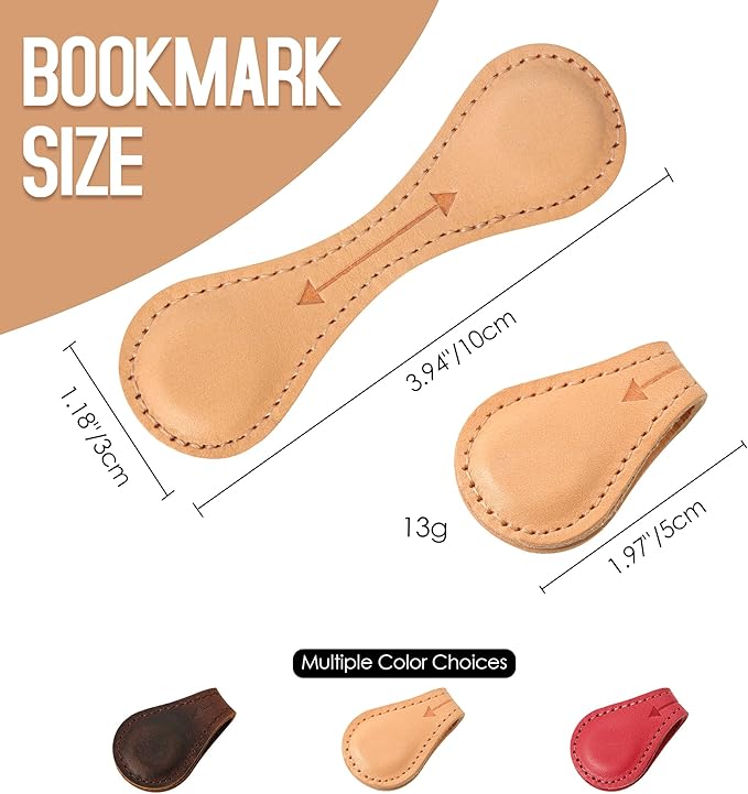 Magnetic Leather Bookmarks Book Marks for Reading Women Men Book Lovers Readers (Beige)