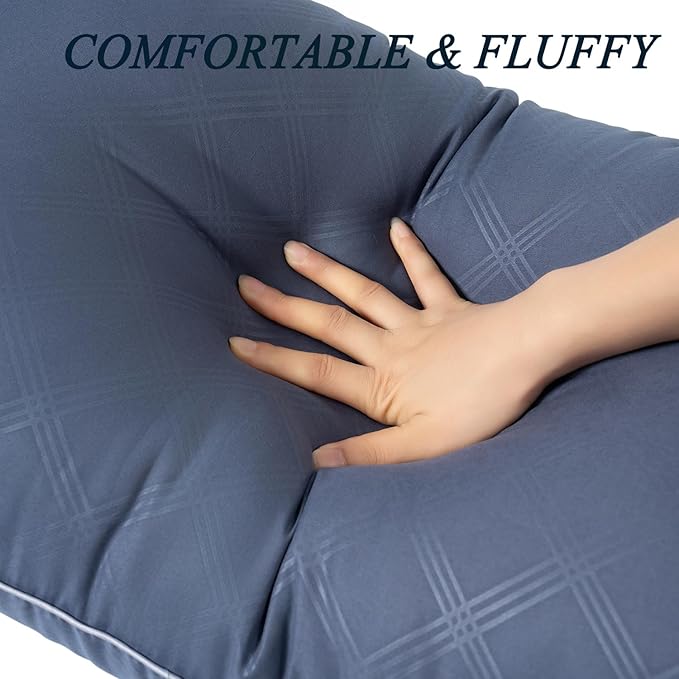 Pillows for Sleeping 4 Pack Bed Pillow Set of 4 for Side Back and Stomach Sleepers Down Alternative Filling Luxury Soft (Grey-White, King(4 Pack))