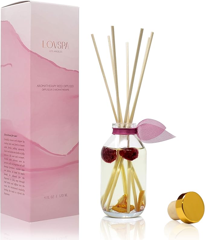 LOVSPA Hawaiian Breeze Reed Diffuser Set - Passionfruit, Lime, Raspberry & Orange Scent Diffuser - Reed Diffusers for Home with Long Lasting Fragrance - Non-Toxic Oil Reed Diffuser - Made in The USA