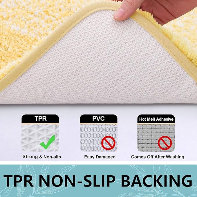 Arotive Microfiber Bathroom Rugs, Shaggy Soft and Absorbent Bath Rug, Non-Slip, Thick Plush Machine Washable Dry Bath Mats for Bathroom, Tub and Shower, 44x24, Light Yellow