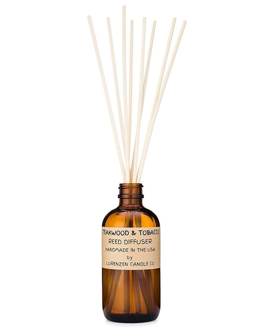 Teakwood & Tobacco Reed Diffuser Set | Handmade in the USA by American Workers | Lasts For 2-3 Months |