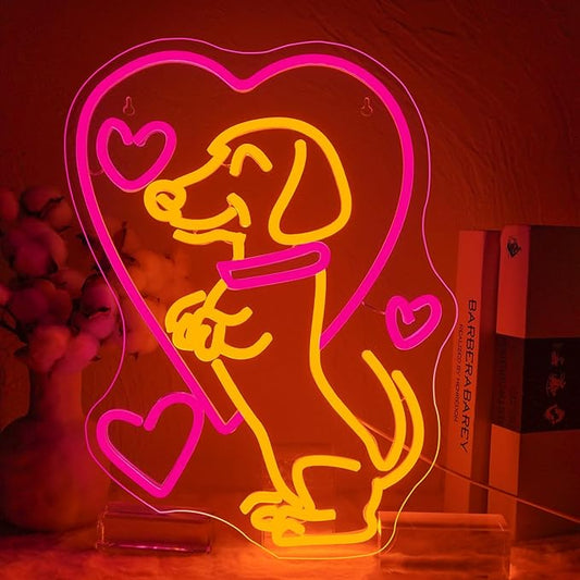 NOSUN Love Dog Neon Sign for Wall Decor With USB Light Up Sign for Bar, Party, Club, Bedroom, Gaming Room, Men Cave - LED Decorations