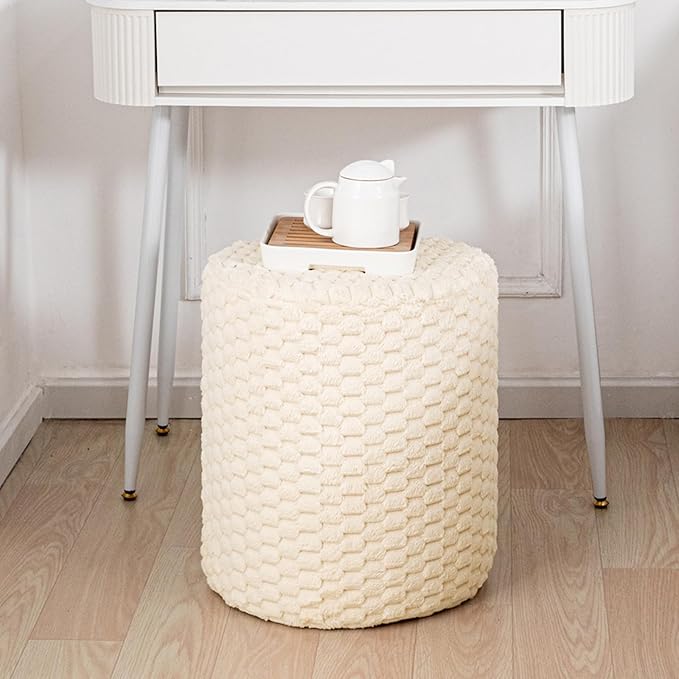 Modern Round Ottoman Multifunctional Foot Rest Floor Pouf Ottoman Footrest Stool Pouf Foot Stool for Living Room Bedroom Cream