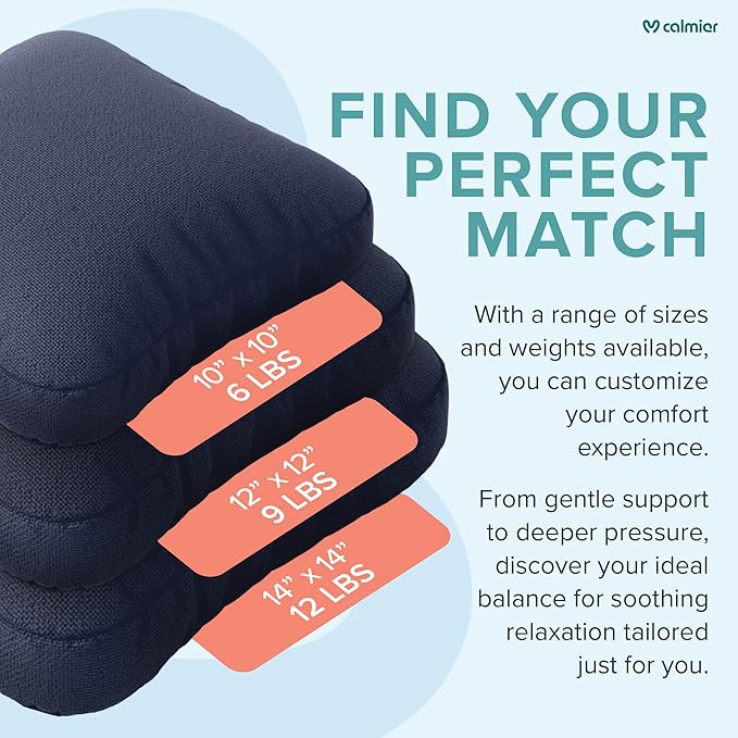 Calmier - 6 lb Sensory Weighted Pillow - Glass Bead Filled Hug Pillow - Ultra Plush Cozy Weighted Pillows for Adults and Kids - Child Sensory Pillow - Weighted Lap Pad (Blue - Fleece, 6 LBS)