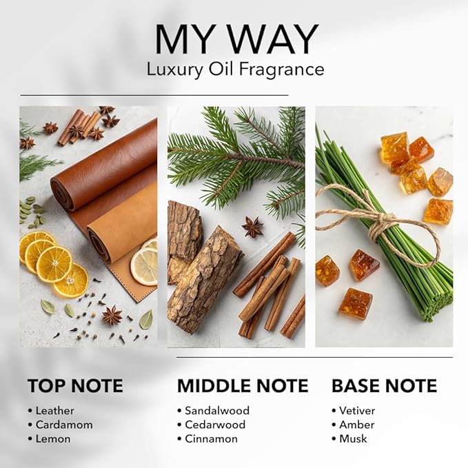 My Way Fragrance Oil 6.7 FL Oz (200 mL), Inspired by 1 Hotel Miami Beach, Scent Diffuser Oil with Leather, Sandalwood & Iris, Diffuser Oil for Home, Spa & Office, Pure Aroma Ingredients