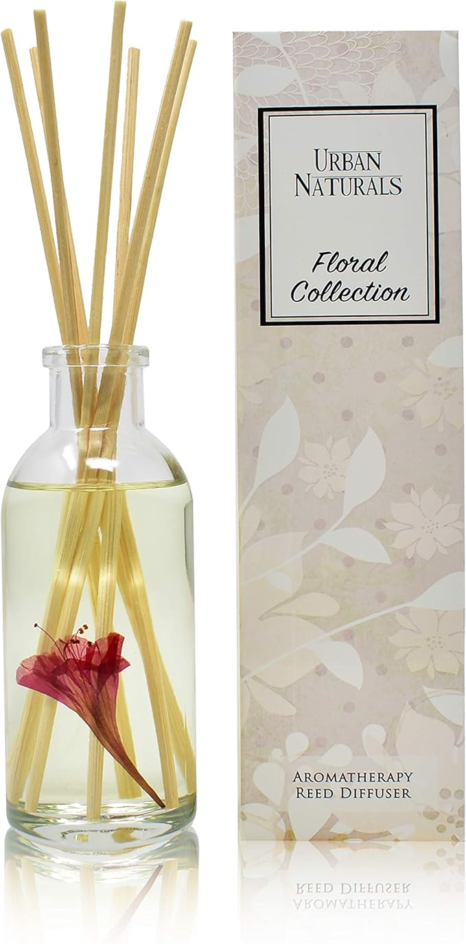 Urban Naturals Honeysuckle & Jasmine Reed Diffuser Oil Scented Sticks Set– Hyacinth, Cassis, Neroli & Geranium | Long Lasting Air Freshener for The Bedroom, Bathroom or Office | Made in The USA
