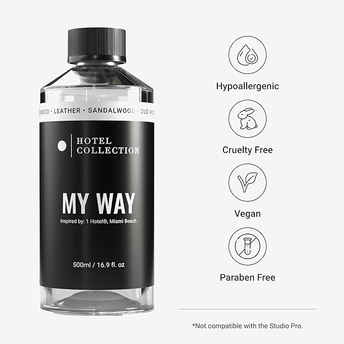 Aroma360 Hotel Collection Diffuser Oil-My Way-Aromatherapy Essential Fragrance Oil-Sandalwood, Warm Virginia Cedar& Beautiful Iris-500ML 16.9 Fl oz