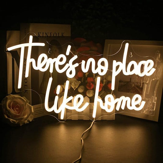 Lucunstar There‘s No Place Like Home Neon Sign,Neon Sign For Room,Warm White Led Neon Light for Wall Decor,Light Up Sign for Wedding,Home Party,USB Connectivity Neon Sign for Bedroom Decor,Home Decor
