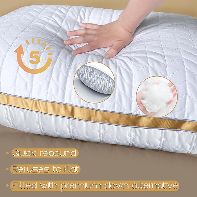 mislili Pillows Queen Size Set of 2, Hotel Quality Bed Pillows for Sleeping, Queen Pillows Set of 2 Support & Comfortable, Down Alternative Queen Pillows 2 Pack for Back, Stomach or Side Sleepers