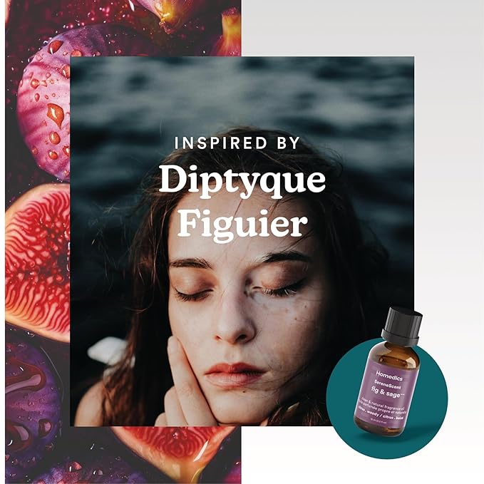 Homedics SereneScent Fig & Sage Home Fragrance Oil, 15 ml, for use with Homedics SereneScent Mini Waterless Diffuser (ARMH-680), Clean & Natural Everyday Collection