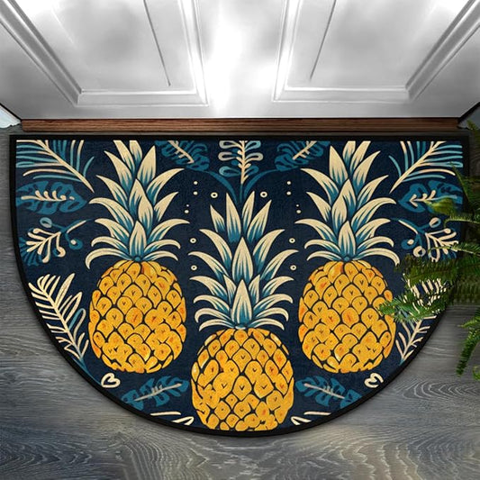 Vintage Half Circle Doormat Pineapple Pattern Floor Mat Living Room Decorative Carpet Autumn Non-Slip Mat Kitchen Decorative Floor Mat