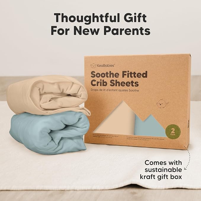 2-Pack Organic Crib Sheets for Boys, Girls - Jersey Fitted Crib Sheet, Baby Crib Sheets Neutral, Crib Mattress Sheet, Cotton Crib Sheets, Breathable Crib Sheet, Baby Mattress Sheets (Toasty)