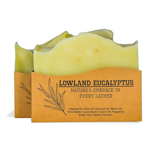 Compass Soap Lowland Eucalyptus | Natural Bar Soap for Men & Women | Body & Face Soap Bar for Women and Men | Minimalist & Gentle Lather | Natural Bath Soap, Paraben & Phthalate Free|5 oz Pack of 2