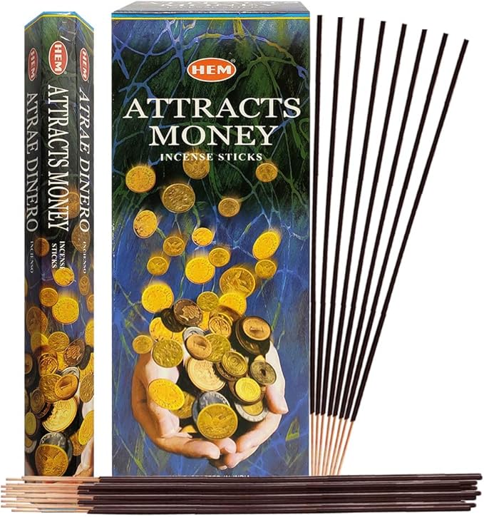 Attracts Money Incense Sticks and Incense Stick Holder Bundle Insence Insense Hem Incense Sticks