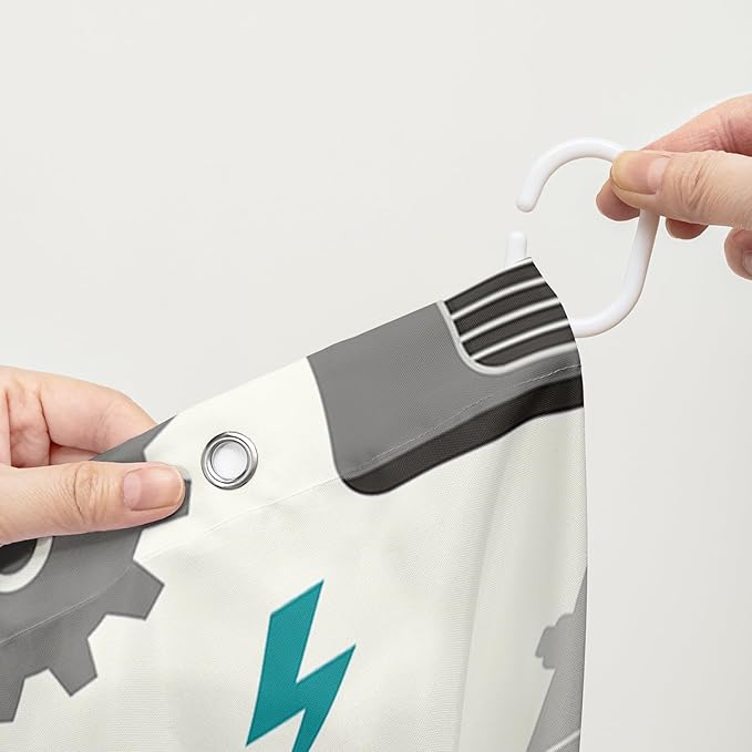 AILONEN Robot Shower Curtain,Cartoon Green Tank Robot Bathroom Decors, 72" W*78" H Logistic Robots Waterproof Shower Curtain for Boys Girls Teens Kids