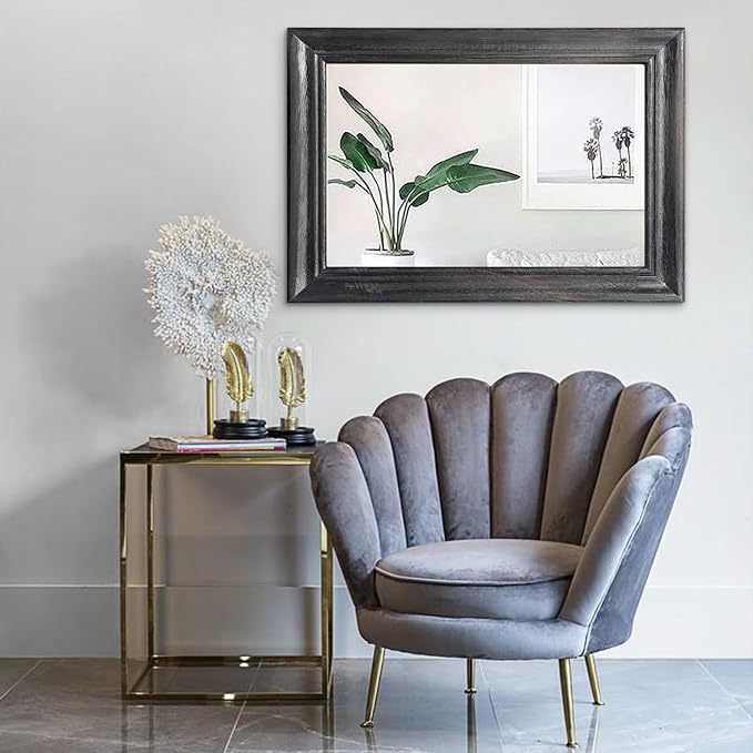 Mirrors for Wall with Black Wood Frame Large 26"x18" Rectangular Hanging Mirrors for Bathroom Bedroom Living Room Home Decor
