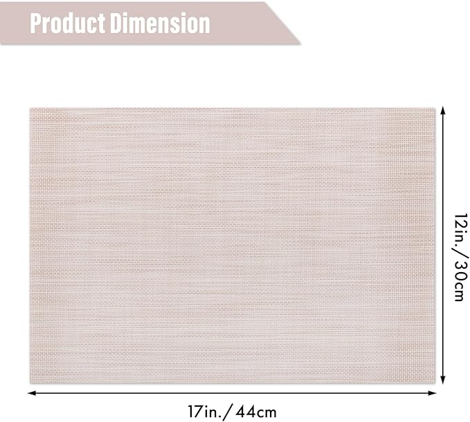 Winknowl Placemats Set of 8 Woven Vinyl Insulation Indoor Place mats for Dining Table, Washable Durable PVC Table Mats (Beige)