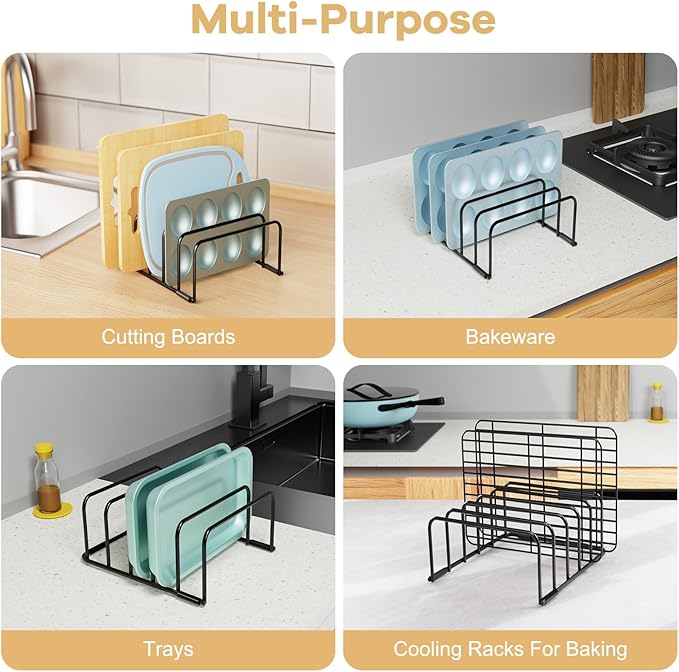 Cutting Board Organizer, [2-Pack] Cutting Board Holder Rack Baking Cookie Pan Sheets Cooling Small Racks Storage Stand for Kitchen Cabinet Countertop Bakeware Organizer 7.87 x 7.24 x 3.28 in