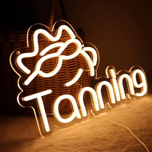 JFLLamp Tanning Neon Signs for Wall Decor Neon Lights for Bedroom Led Business Signs Suitable for Tanning Shop Christmas Birthday Party Unique Gift for Lover, 5V Power Adapter, 16*10 Inch(Warm White)