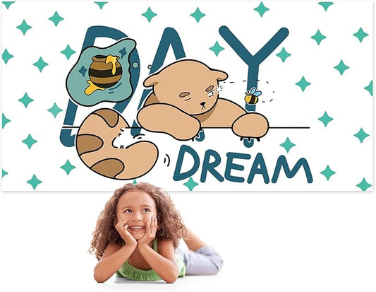 Kids Beach Towel - Cute Day Dream Bear Design, Soft and Absorbent, Perfect for Bath, Pool, and Beach - Embrace Playful Imagination and Comfort