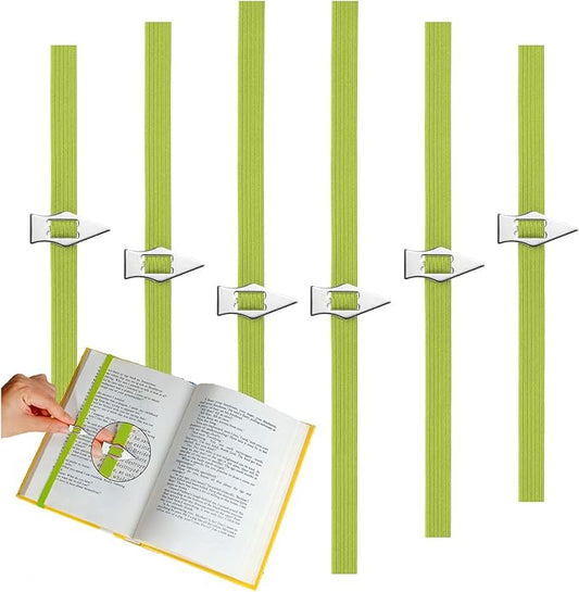 Elastic Bookmark,6 Pack Book Marks with Pointer Perfect for Book Reading-Mark Last Place,Planner Bookmarks for Reading Women,Men,Kids,Book Lovers(Green)