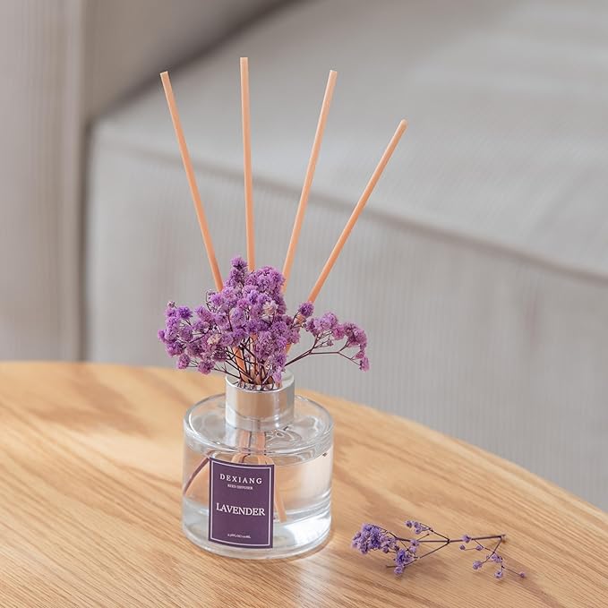 Fresh Lavender Reed Diffuser Set - 3.38 fl oz (100ml) Essential Oil with 6 Reed Sticks | Home & Bathroom Decor