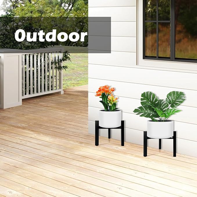 Mini 3Legs Adjustable Metal Plant Stand for 5"-10" Plant Pot – Indoor & Outdoor (Black, 1 Pack)